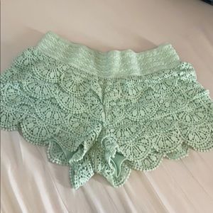 Mint Green Lace Shorts